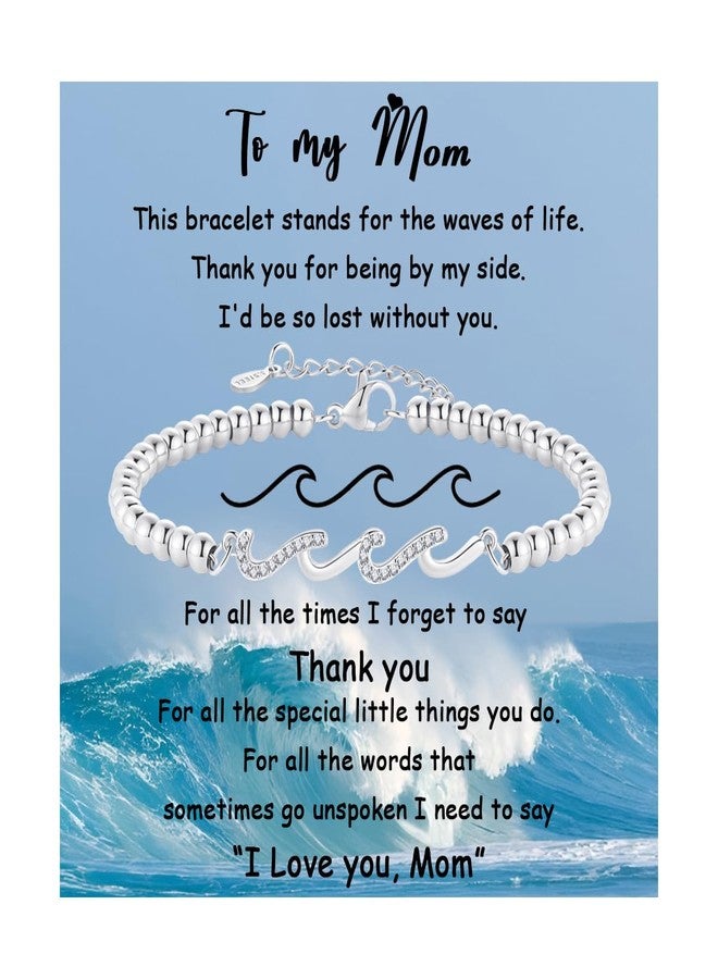 BABORI Birthday Gift for Mom, Mom Birthday Gifts from Daughter, Mothers Birthday Mother of the Bride Best Mom Ever Gifts Wave Bracelet - Image 1